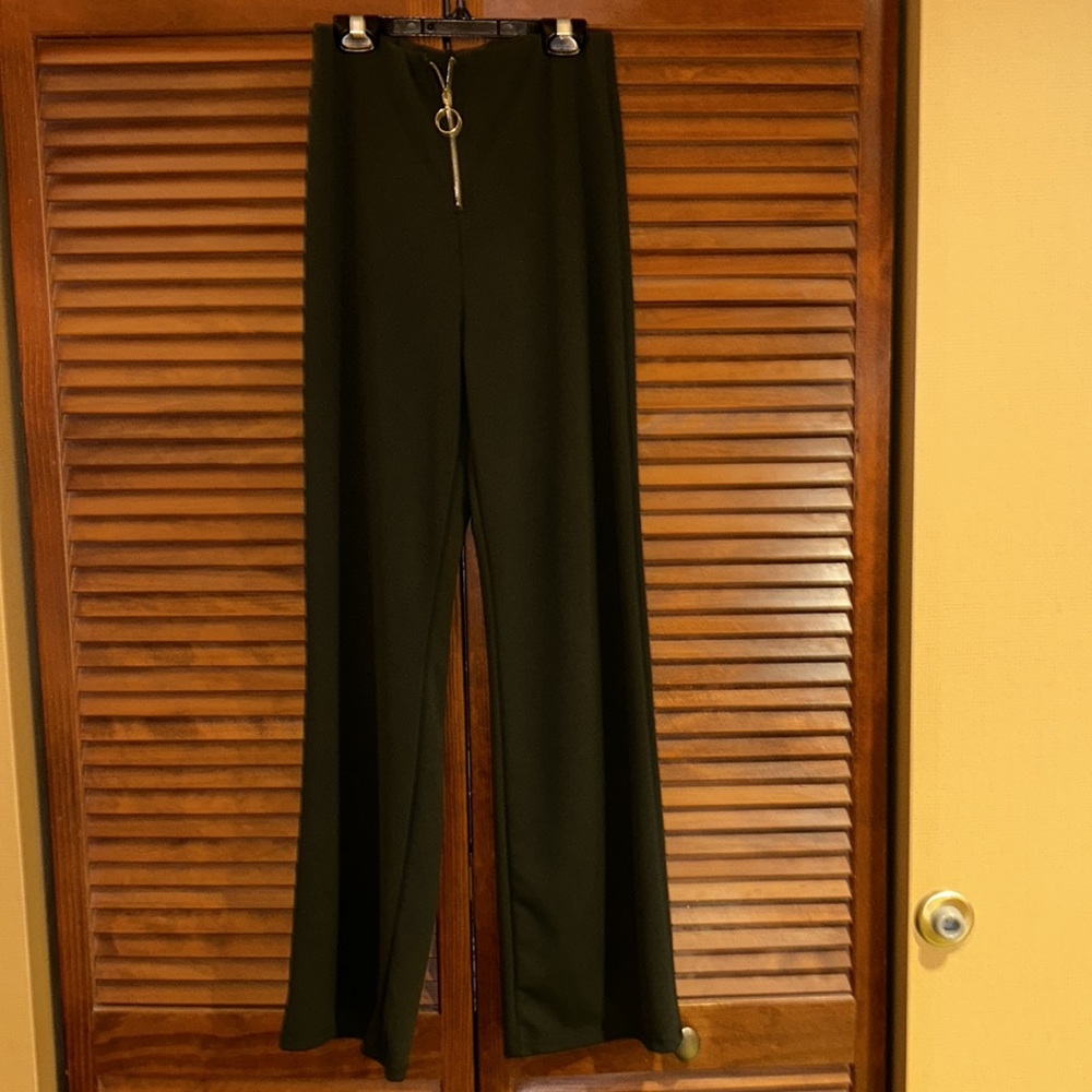 Zip Front High Waist Palazzo Pants